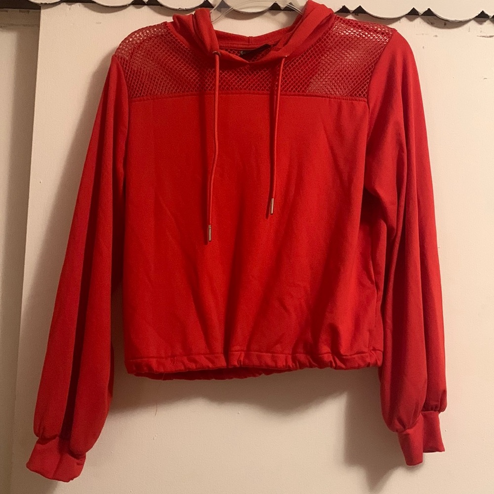 NWOT-Red Cropped Hoodie